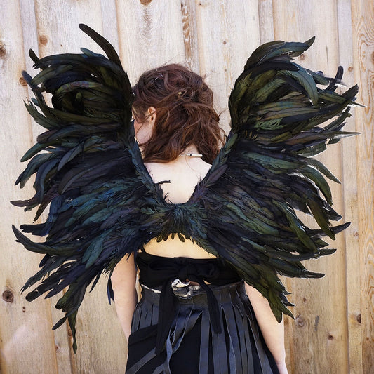 Blackbird Adult Exotic Black Costume Wing - Adjustable Large Feather Angel Wing