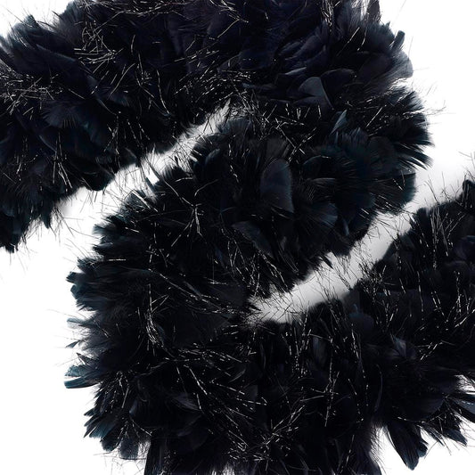 Turkey Feather Boa 8-10" - Black/Lurex Black