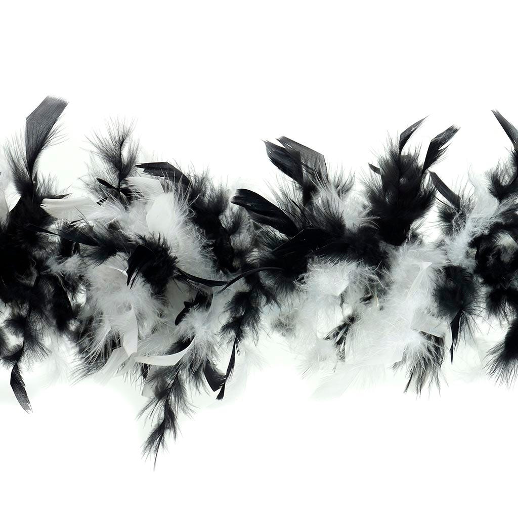 Chandelle Feather Boa - Lightweight - White/Black