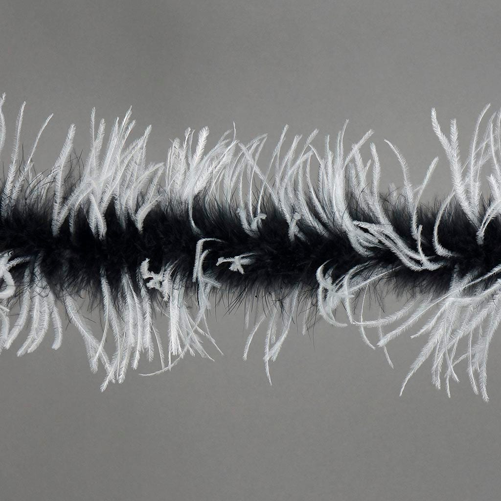 Marabou and Ostrich Feather Boa - Black/White