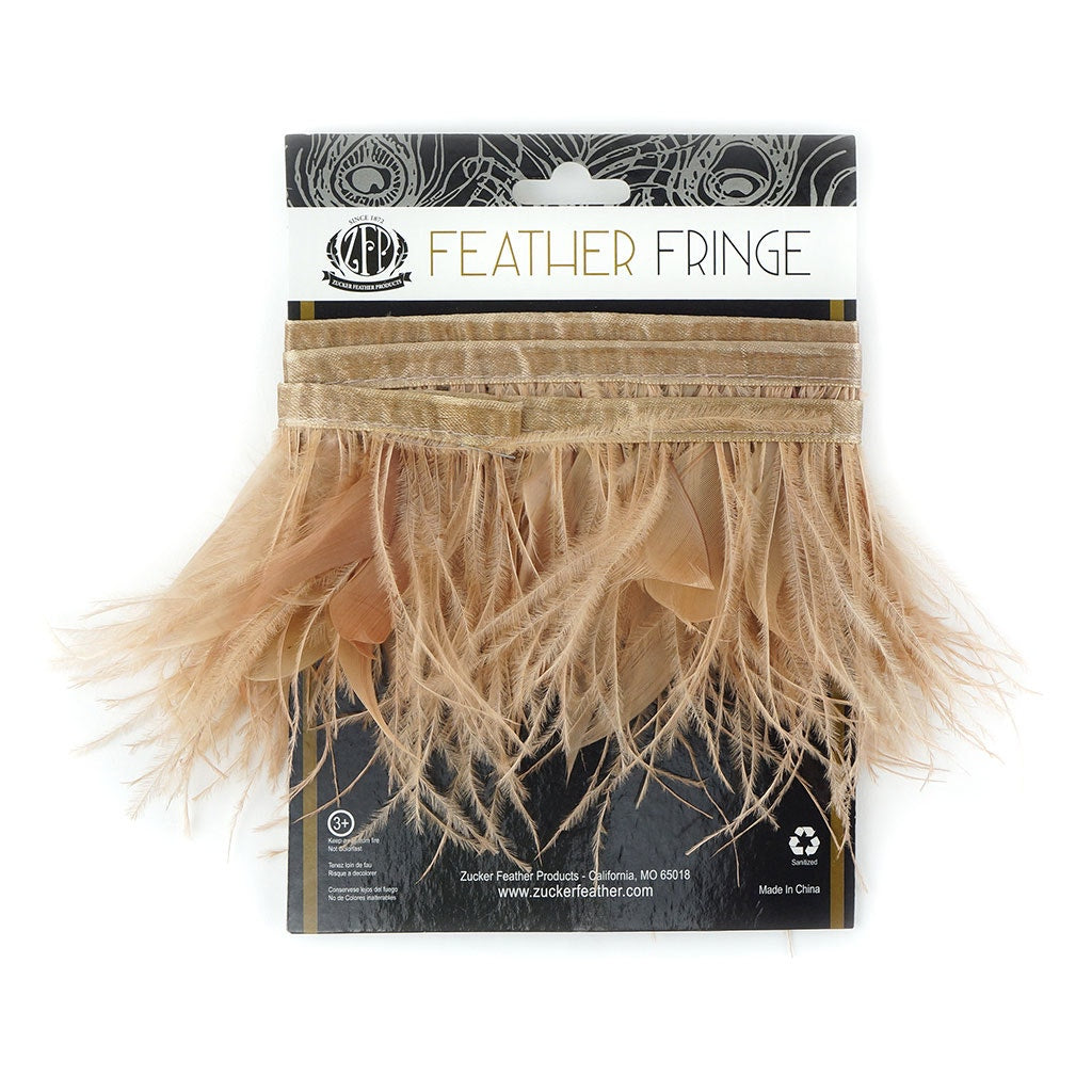 Ostrich-Goose Feather Fringe 1yd-Camel