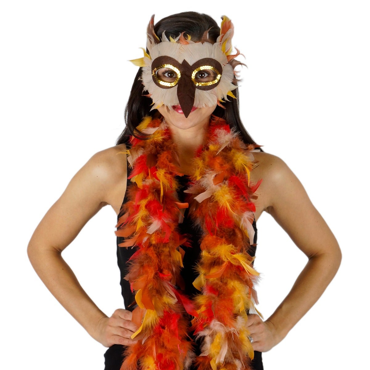 Owl Mask and Fall Mix Boa Set