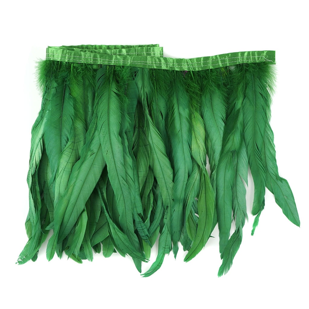 Bleach Dyed Coque Tail Fringe - 12-14" - Kelly