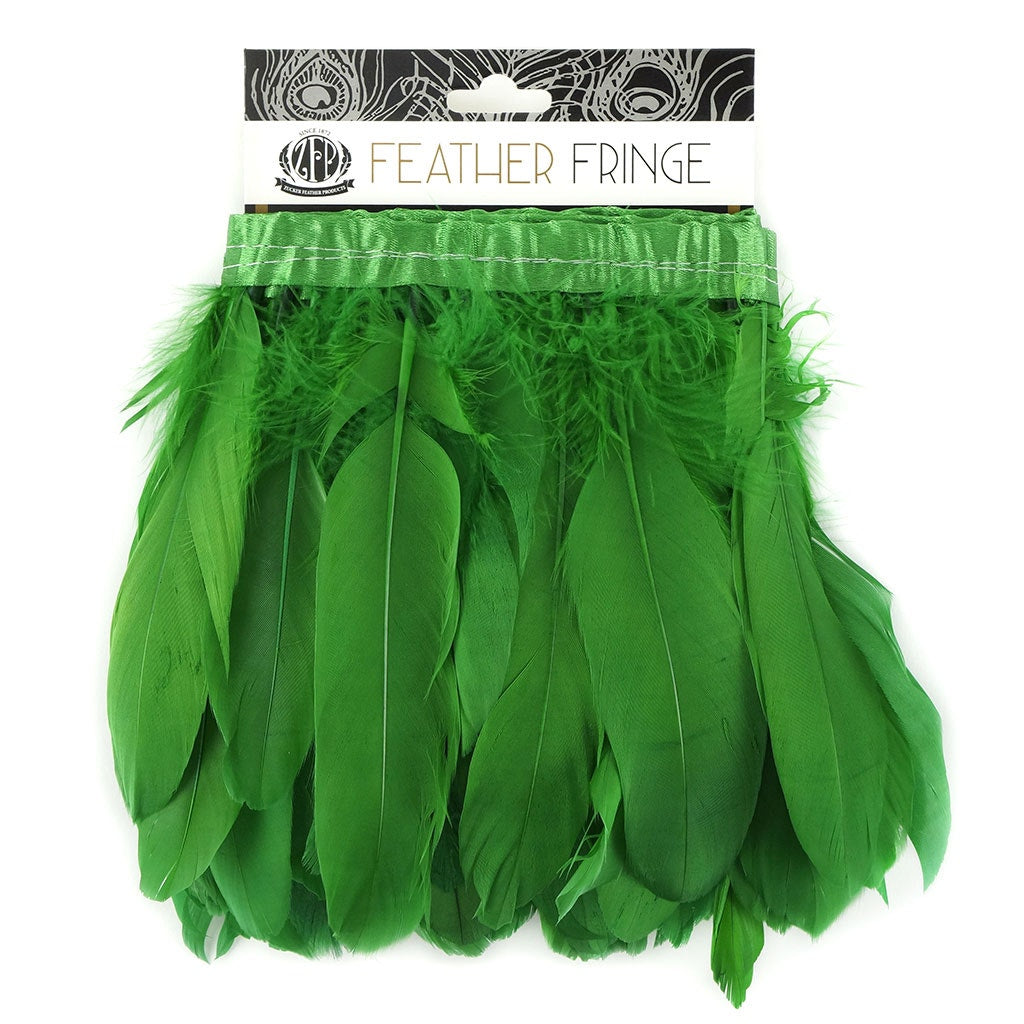 Parried Goose Pallet Feather Fringe - 6" - 1yd Kelly