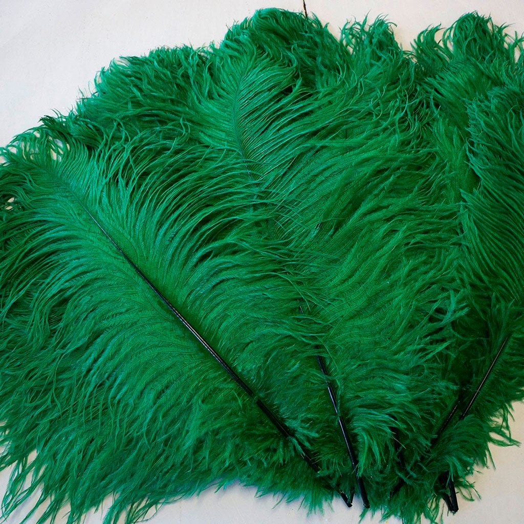 Ostrich Feather Drabs - 17-19" 12pcs - Emerald