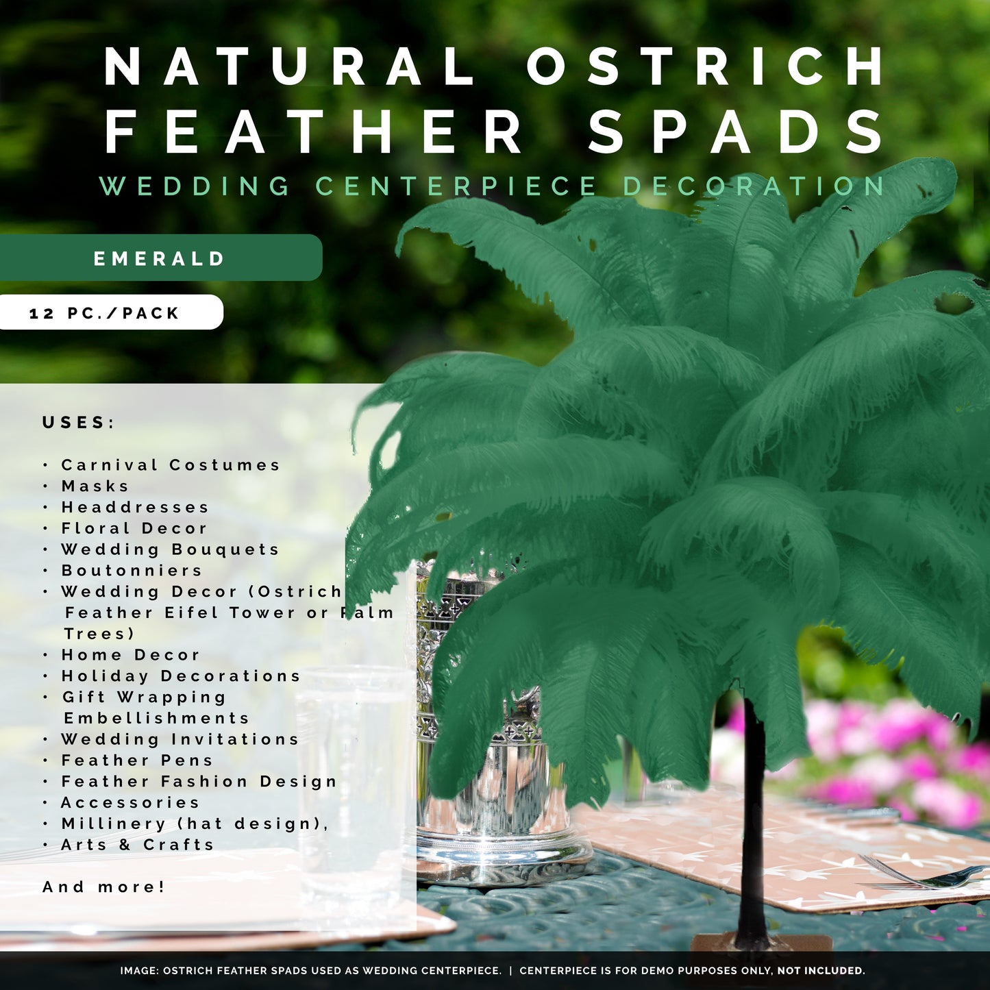 Ostrich Feathers-Spads Selected - Emerald
