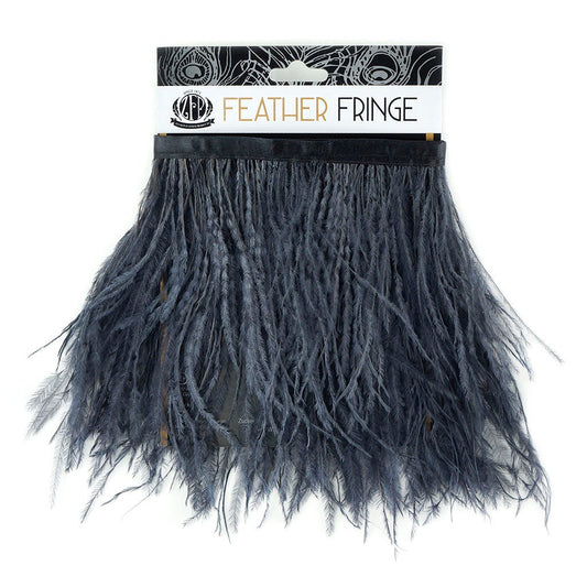 Ostrich Feather Fringe 1PLY 1yd Charcoal Grey
