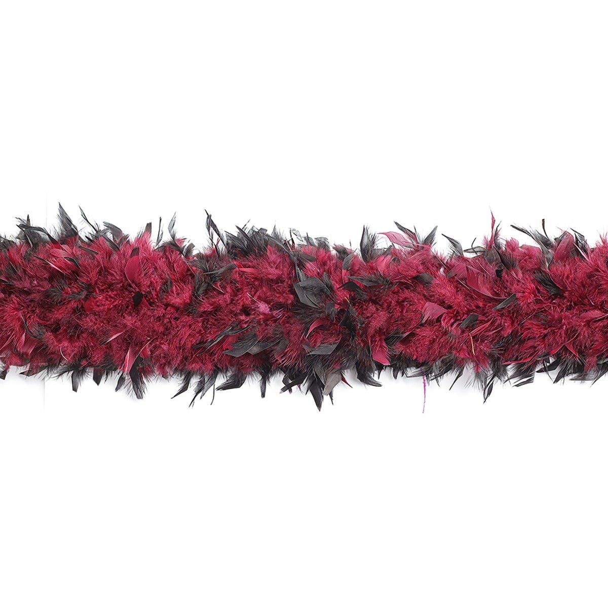 Tipped Chandelle Feather Boa - Heavyweight - Burgundy/Black