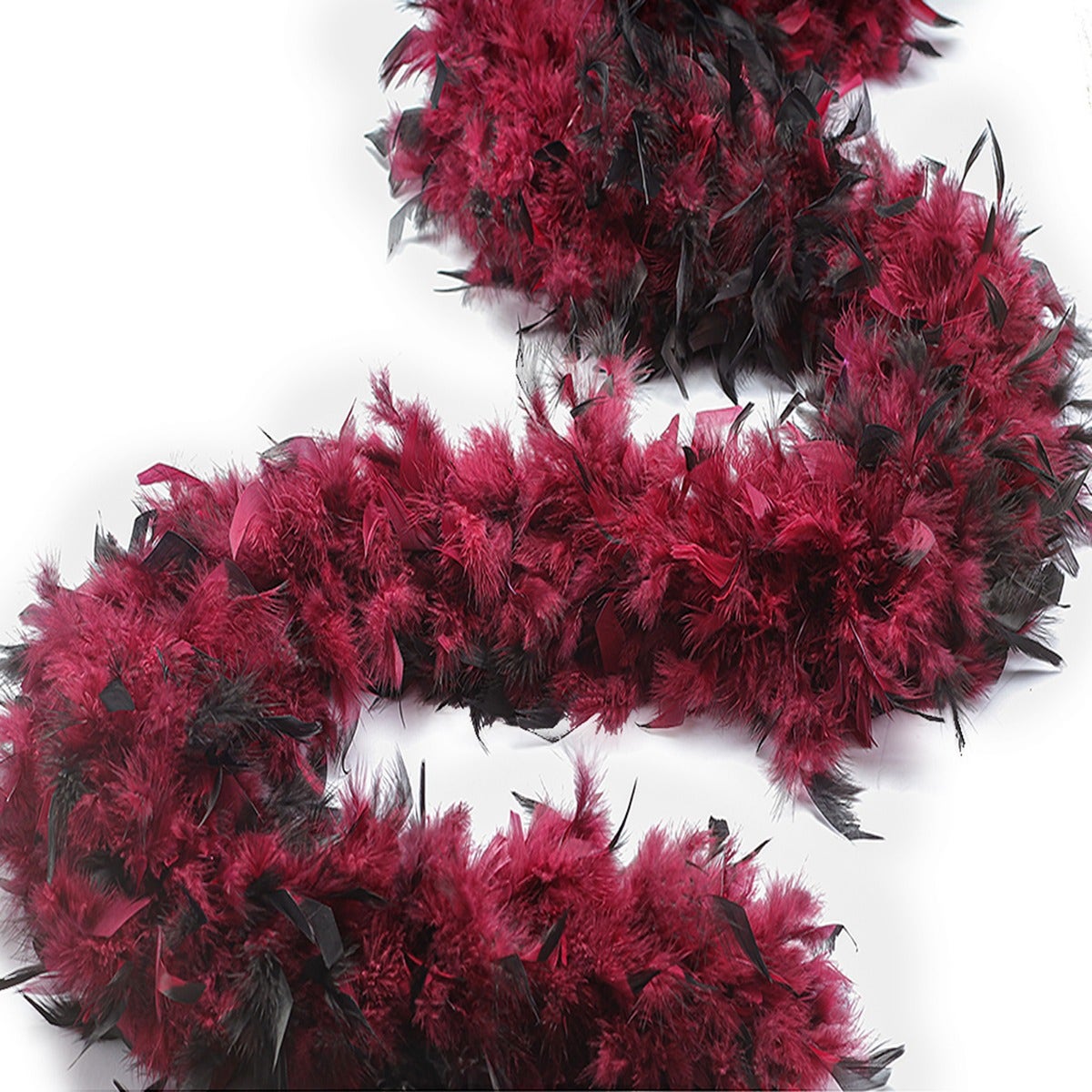 Tipped Chandelle Feather Boa - Heavyweight - Burgundy/Black
