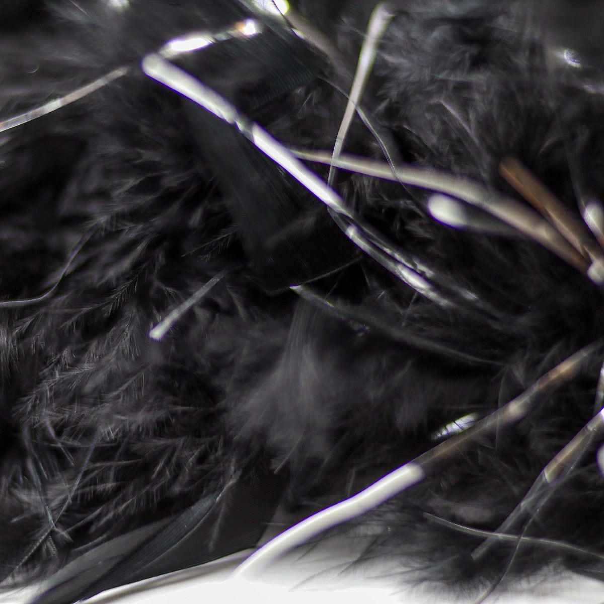 Chandelle Feather Boa - Medium Weight - Black/Silver Lurex