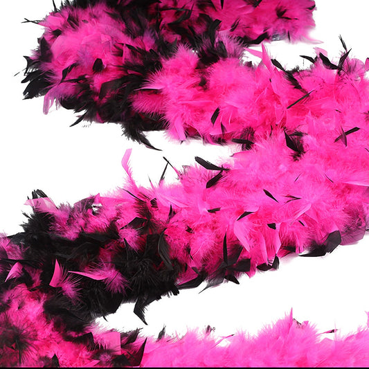 Tipped Chandelle Feather Boa - Heavyweight - Shocking Pink/Black