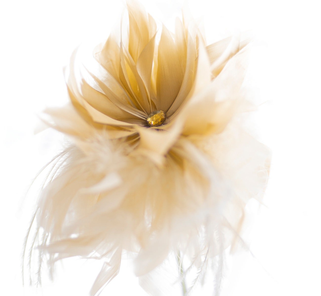 Goose/Turkey/Ostrich Feather Floral Pick w/Rhinestone Beige