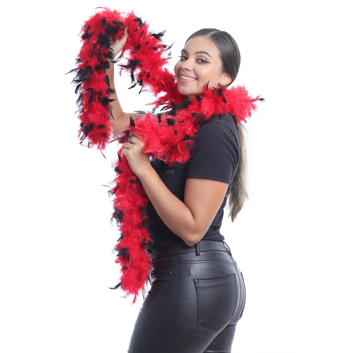 Chandelle Feather Boa - Medium Weight - Tipped- Red/Black
