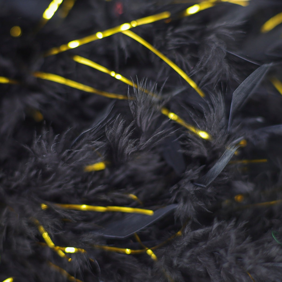 Chandelle Feather Boa - Medium Weight - Black/Gold Lurex