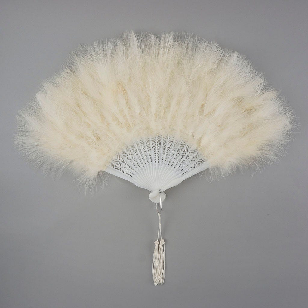 Marabou Feather Fan - Ivory