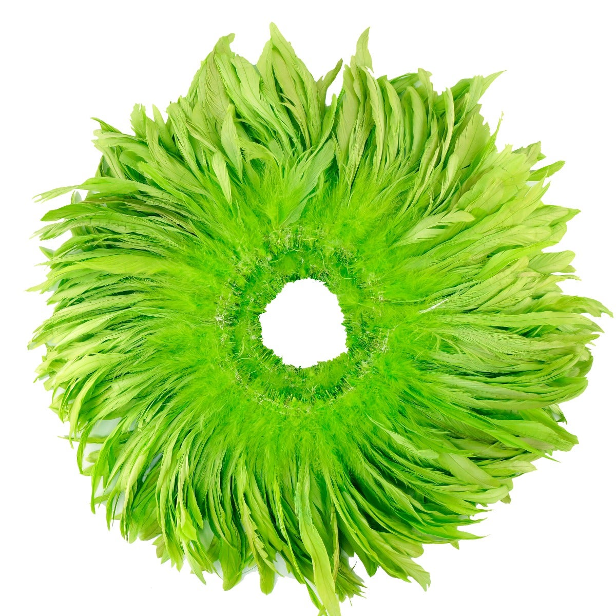 ROOSTER COQUE TAILS FEATHERS BLEACH DYED 7-10” - 1/2 Yard ( 18" ) - Lime