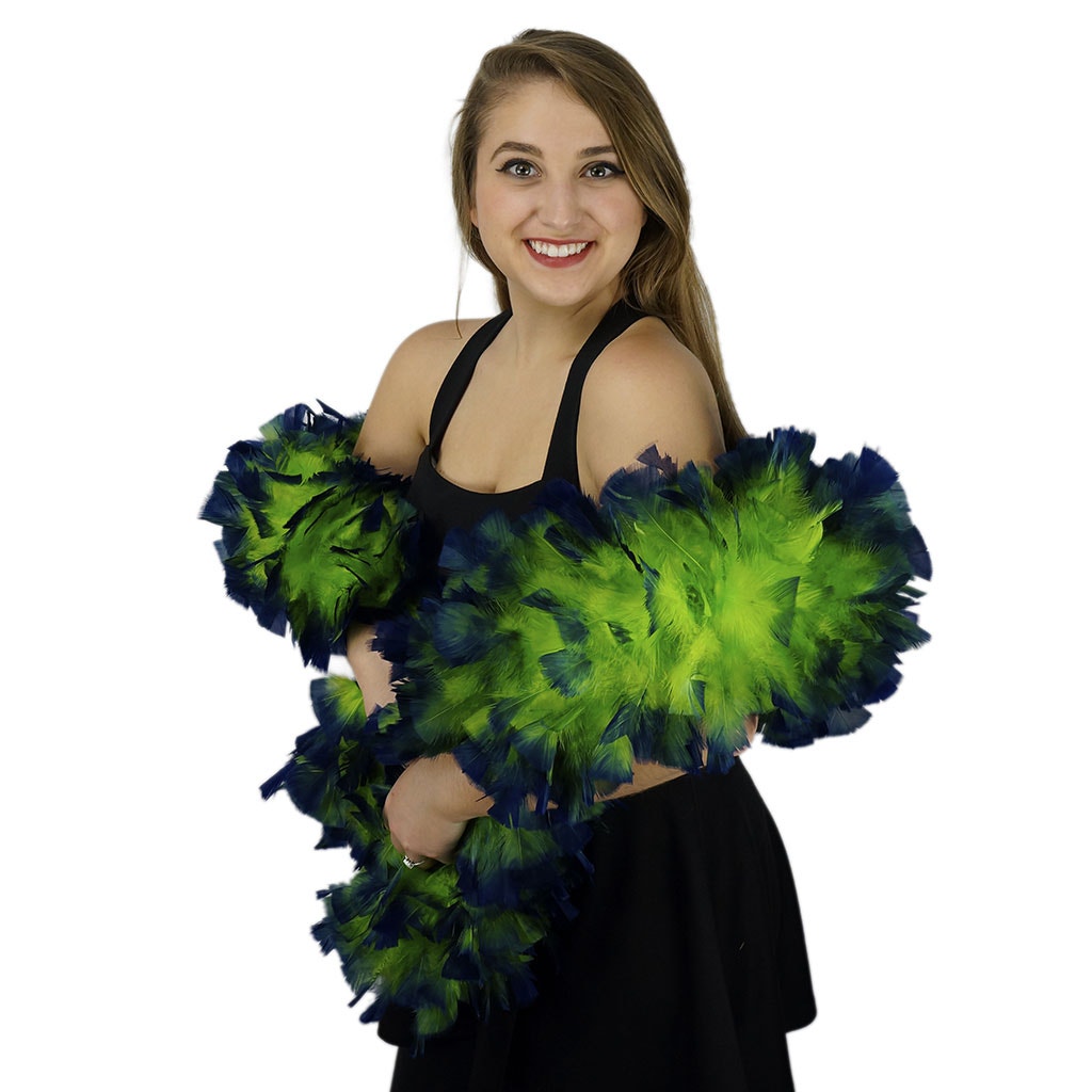 Turkey Feather Boa 8-10" - Tipped Lime/Royal