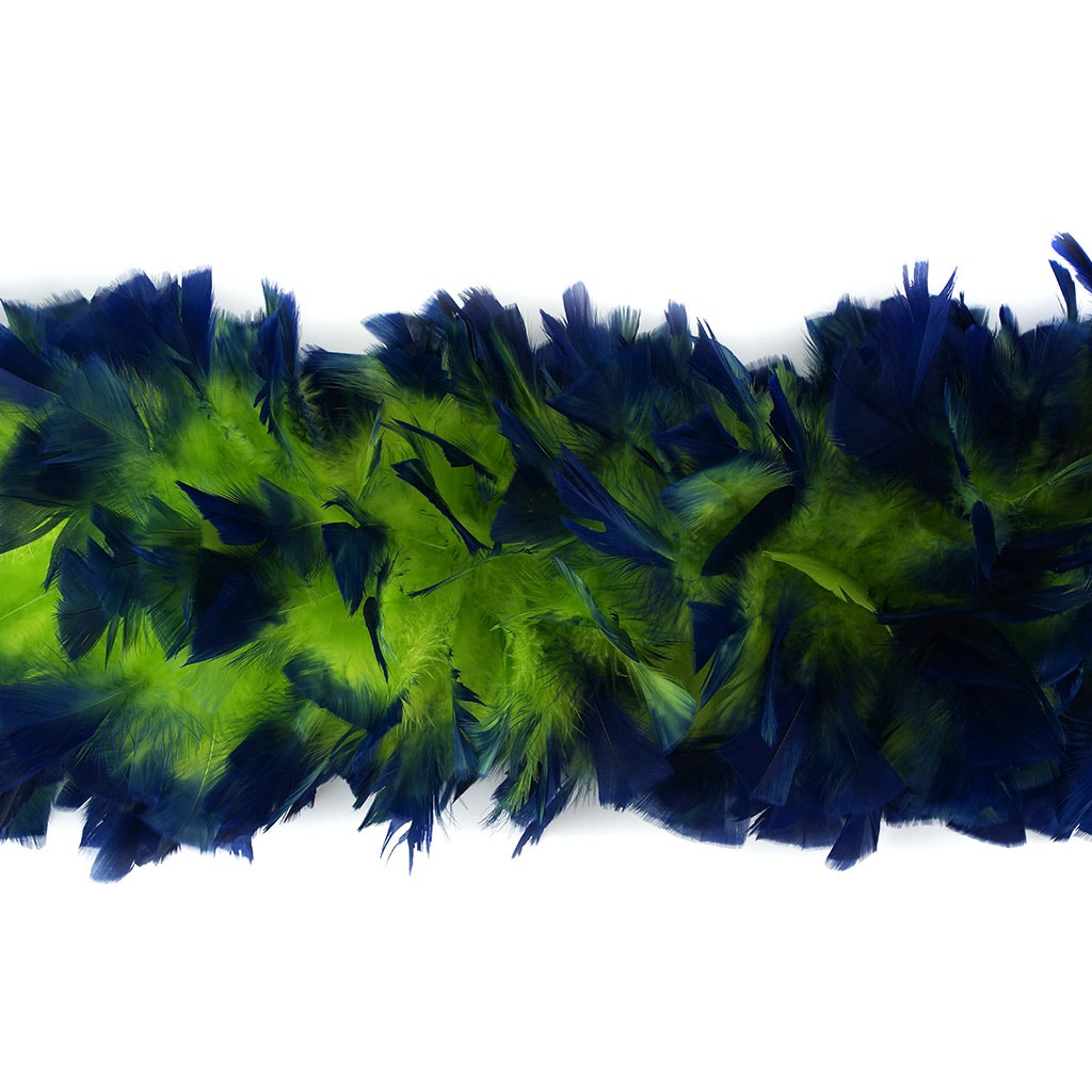 Turkey Feather Boa 8-10" - Tipped Lime/Royal