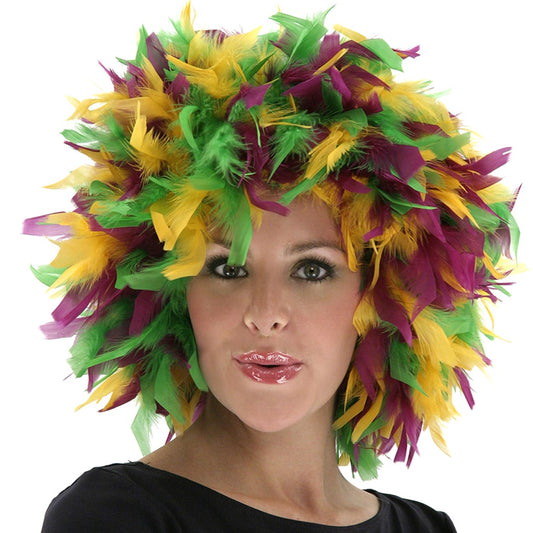 Chandelle Feather Wig-Mixed - Mardigras Mix