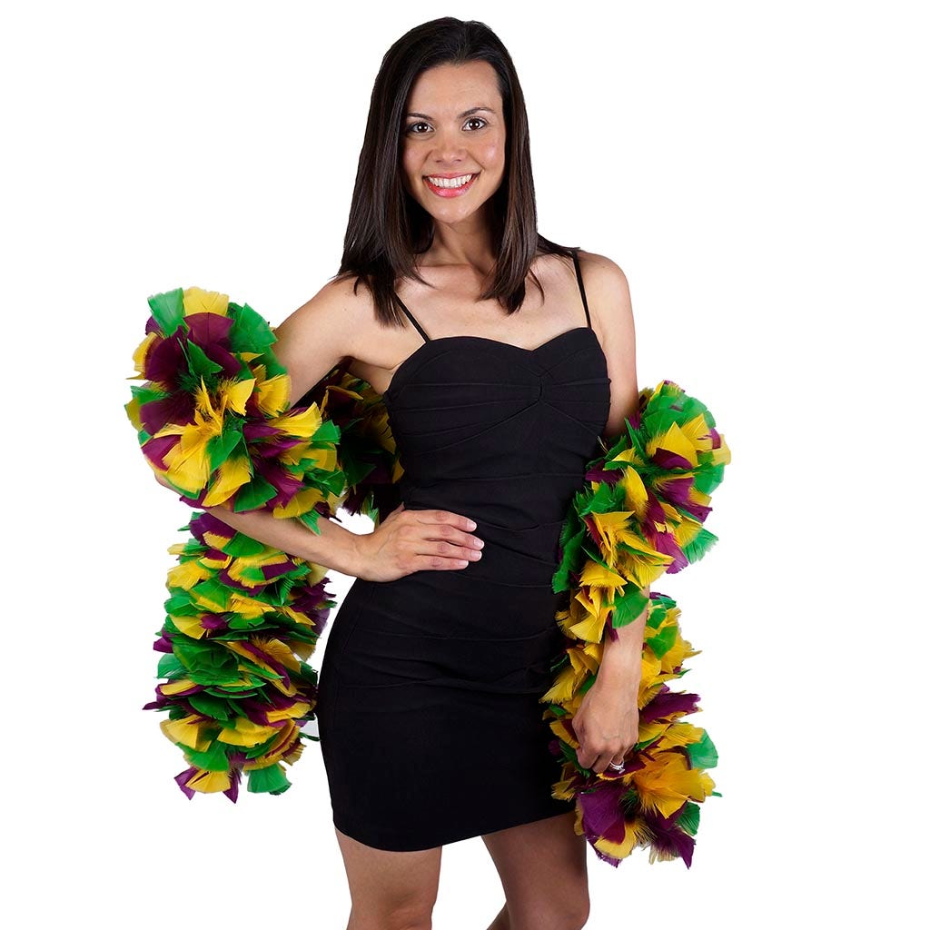 Turkey Feather Boa 6-8"- Mardi Gras Mix