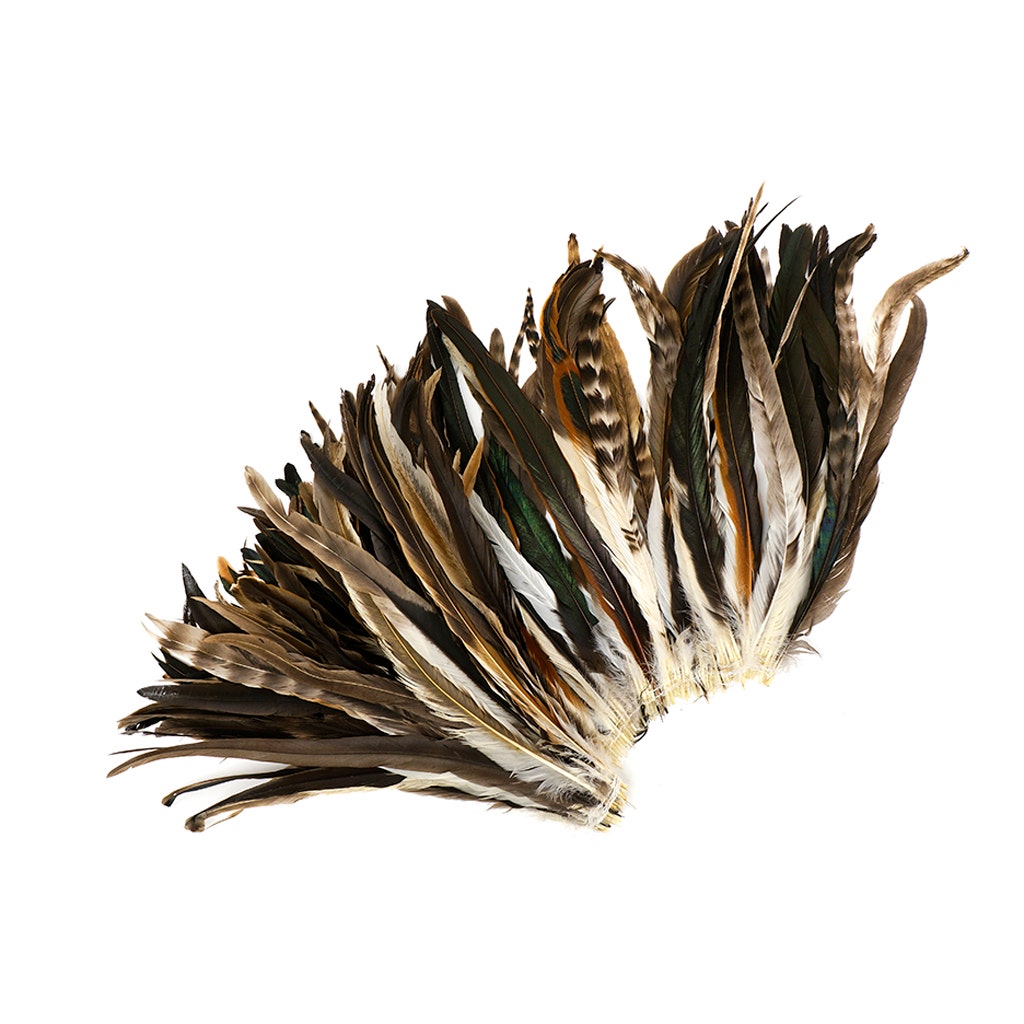 Rooster Coque Tails Feathers Chinchilla Natural  13-16" [1/4 LB Bulk]
