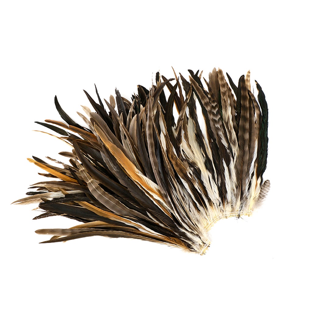 Rooster Coque Tails Feathers Chinchilla Natural  15-18" [1/4 LB Bulk]