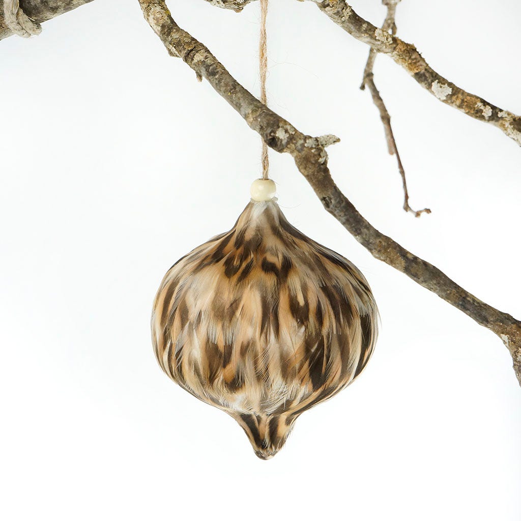 Duck Feather Ornament Teardrop - Natural