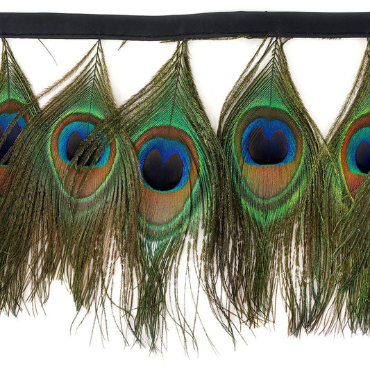 Peacock Eye Feather Fringe - 1YD - Natural
