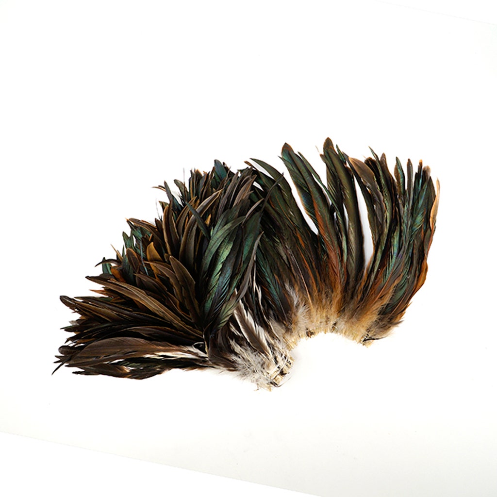 Rooster Coque Tails Feathers Half Bronze Natural 9-12" [1/4 LB Bulk]