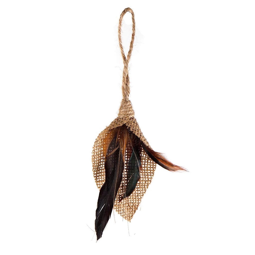 Rooster Feather Teardrop Ornament - Natural
