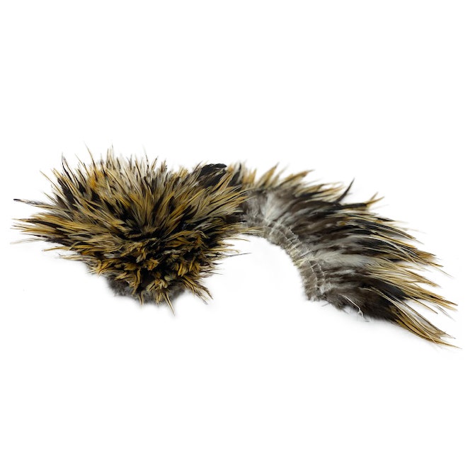 Badger Rooster Saddle Feathers Strung - 2" strip of 4-6" Rooster Feathers  - Natural
