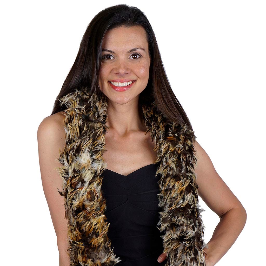 Natural Rooster Feather Boa - Badger 3-4"