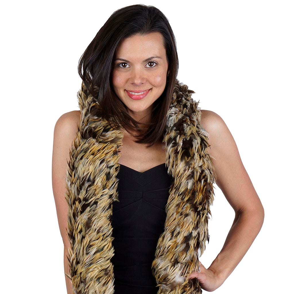 Natural Rooster Feather Boa - Badger 5-6"
