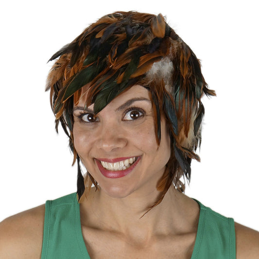 Natural Half Bronze Rooster Schlappen Feather Wig