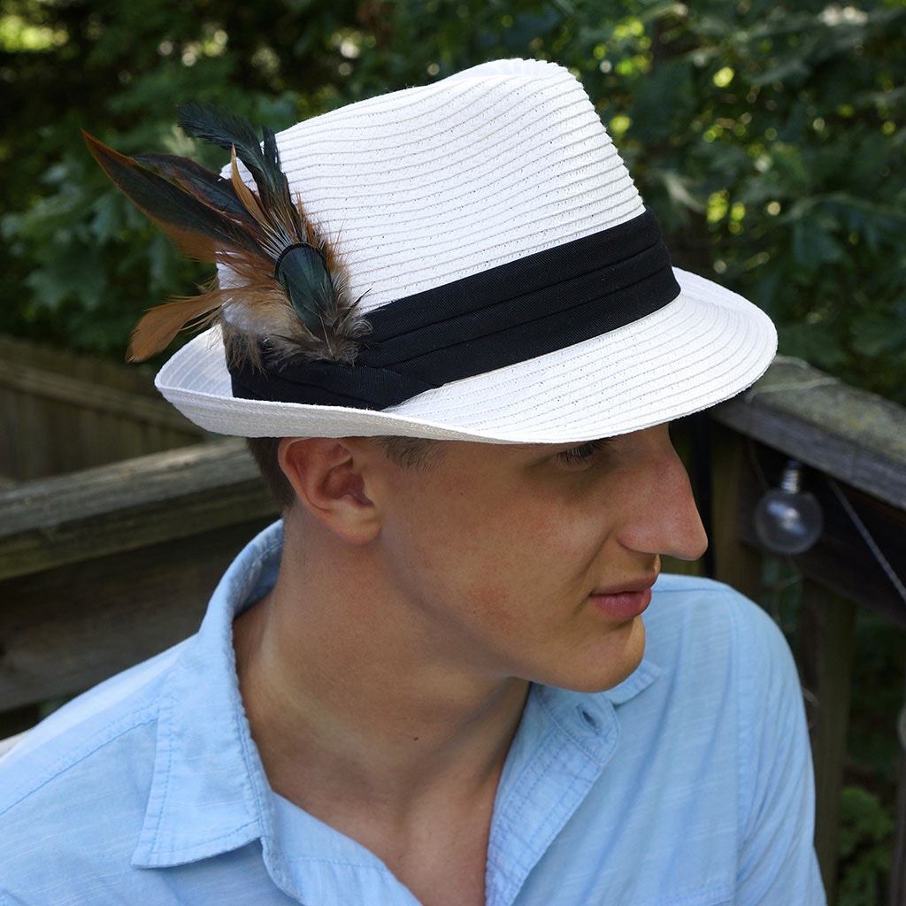 Hat Feather Trim With Rooster Schlappen - Natural