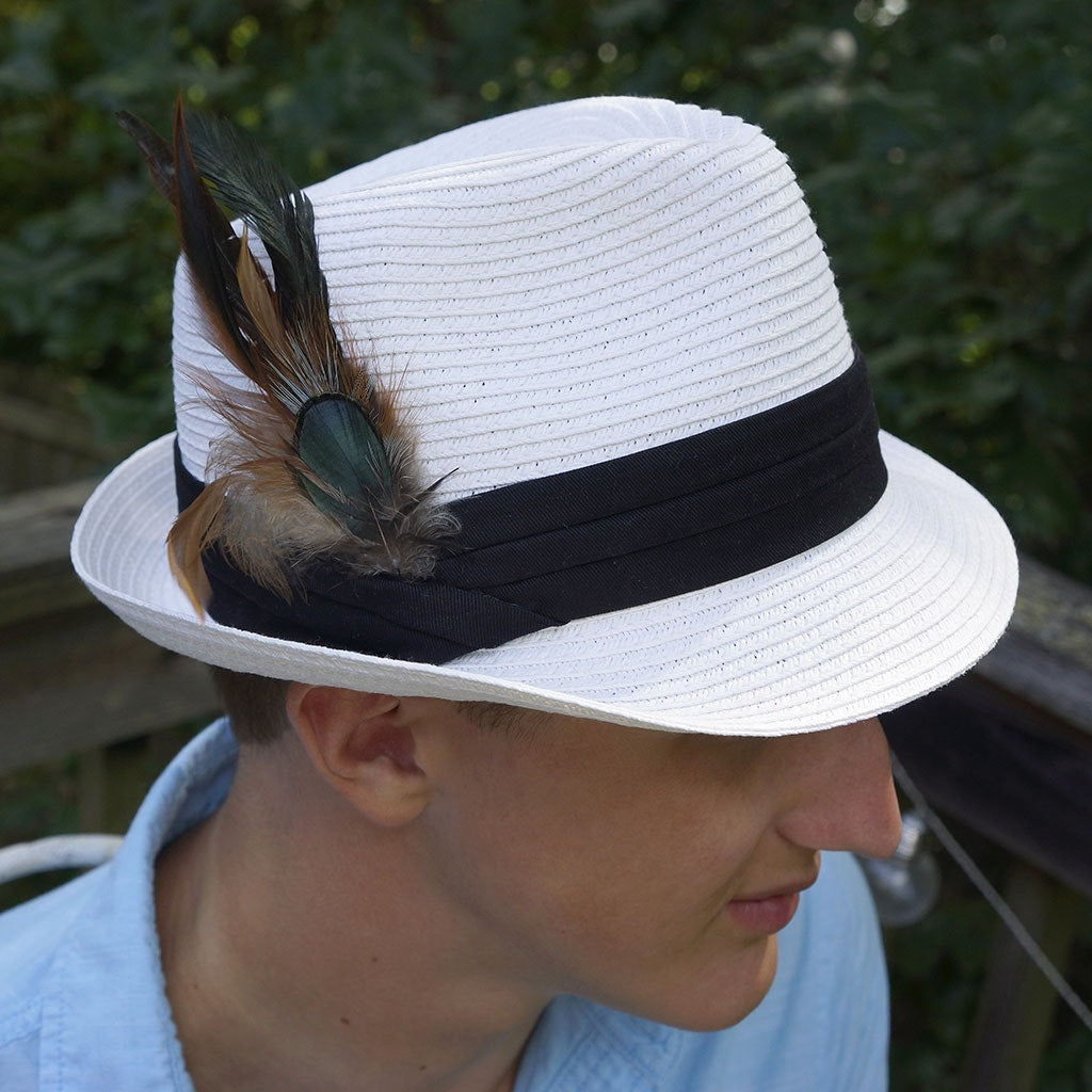 Hat Feather Trim With Rooster Schlappen - Natural