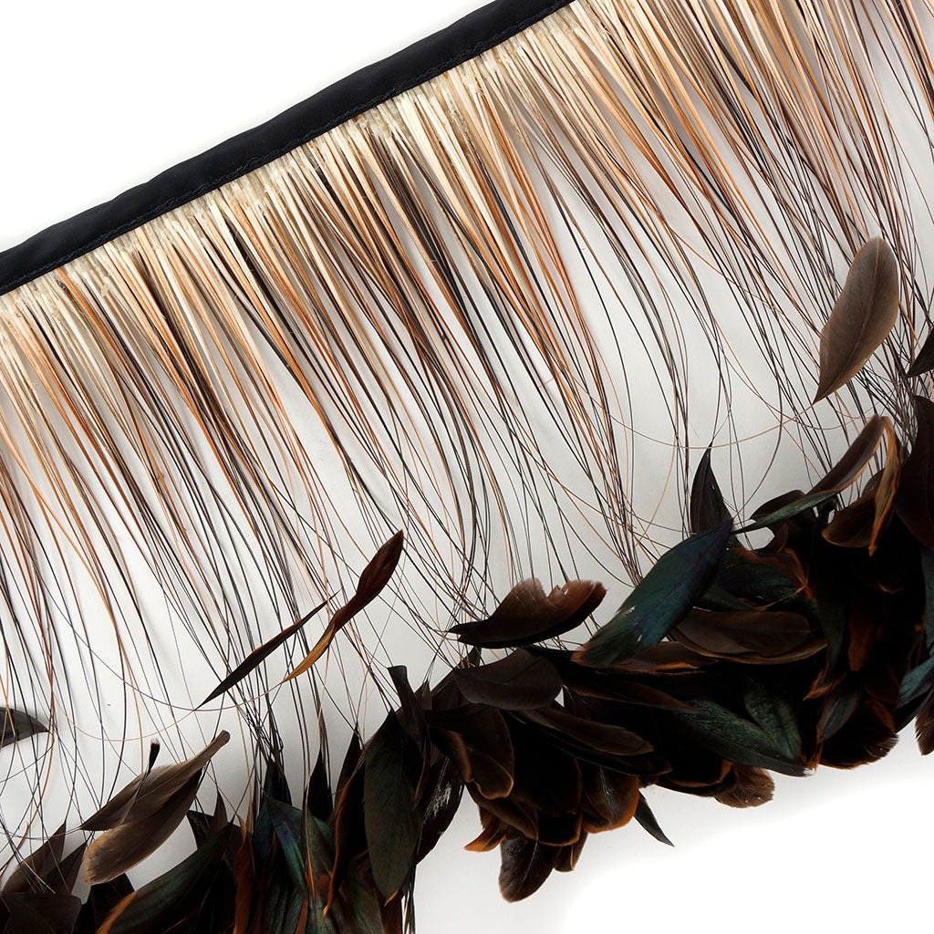 Stripped Iridescent Coque Fringe - Natural
