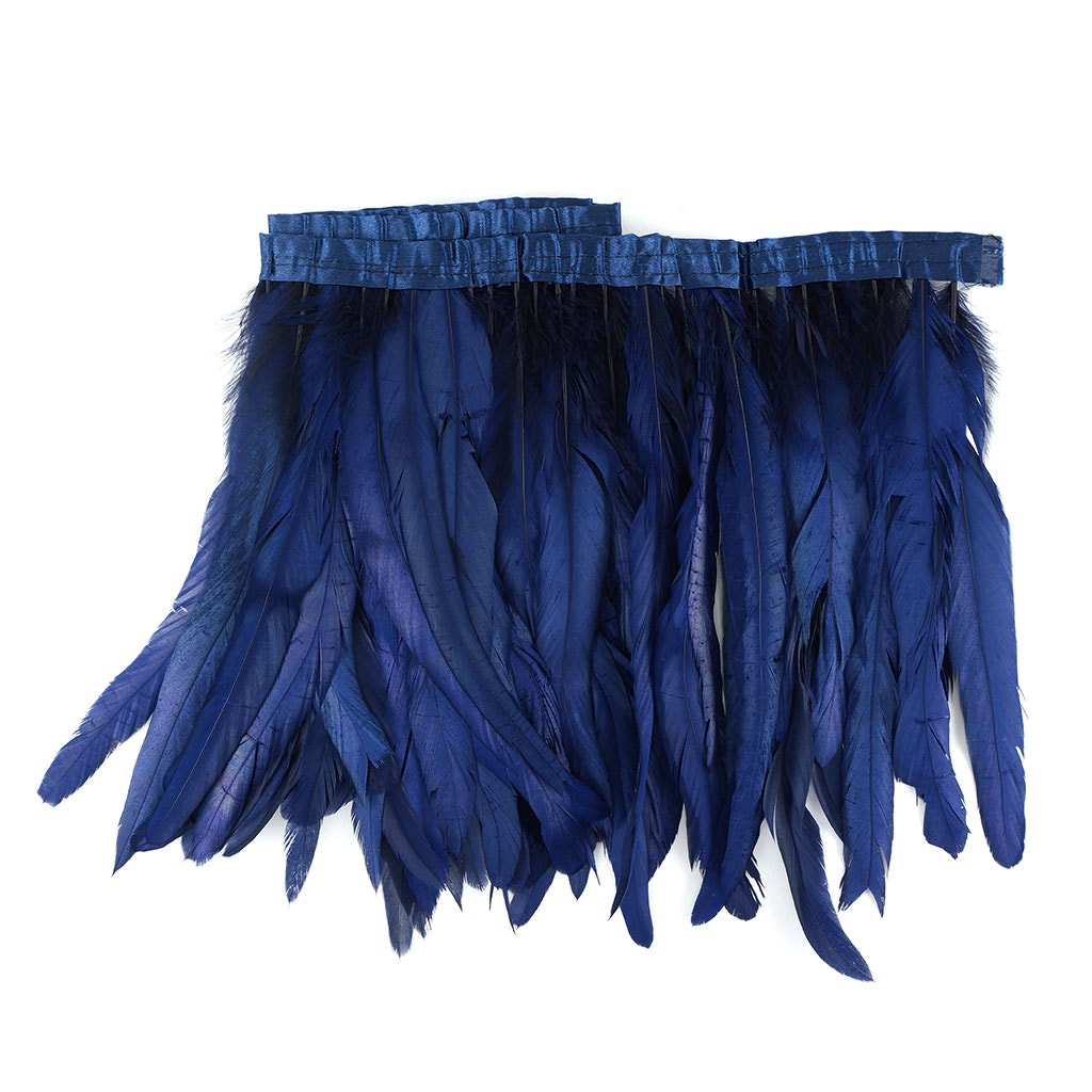 Bleach Dyed Coque Tail Fringe - 10-12" - Navy