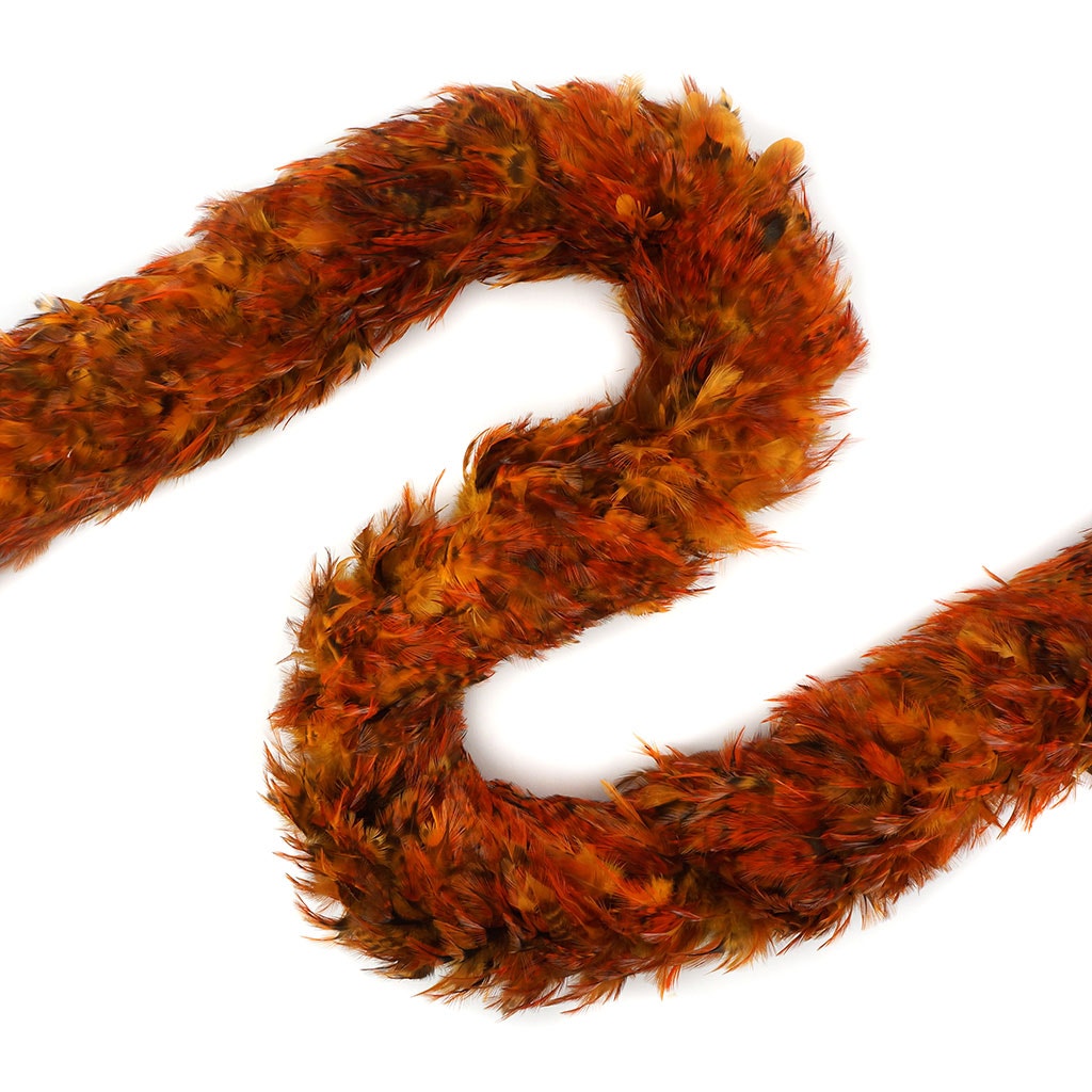 Red Chinchilla Saddle Rooster Feather Boa 4-5"  - Mango