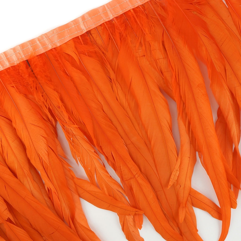 Bleach Dyed Coque Tail Fringe - 12-14" - Orange