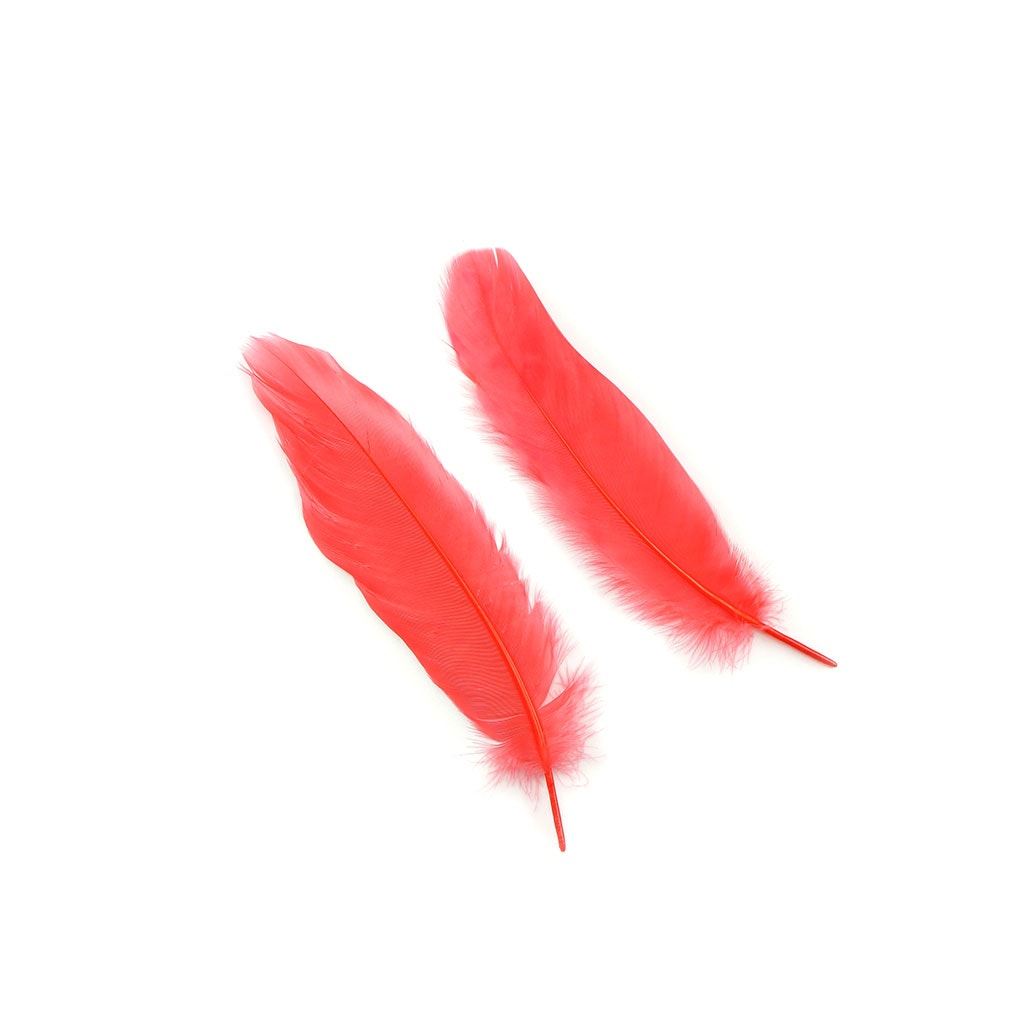 Goose Satinette Feathers Dyed - Hot Orange  - 1/4 lb