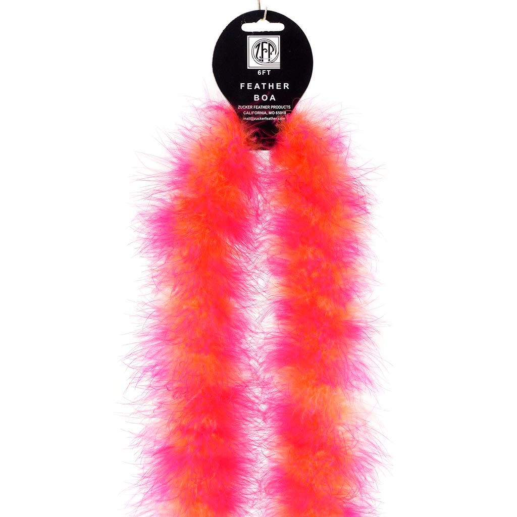 Marabou Feather Boa - Mediumweight - Tipped - Orange/Shocking Pink