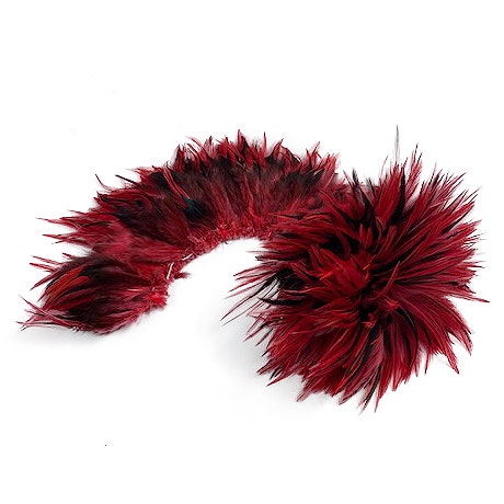 Badger Rooster Saddle Feathers Strung - 2" strip of 4-6" Rooster Feathers  - Hot Orange