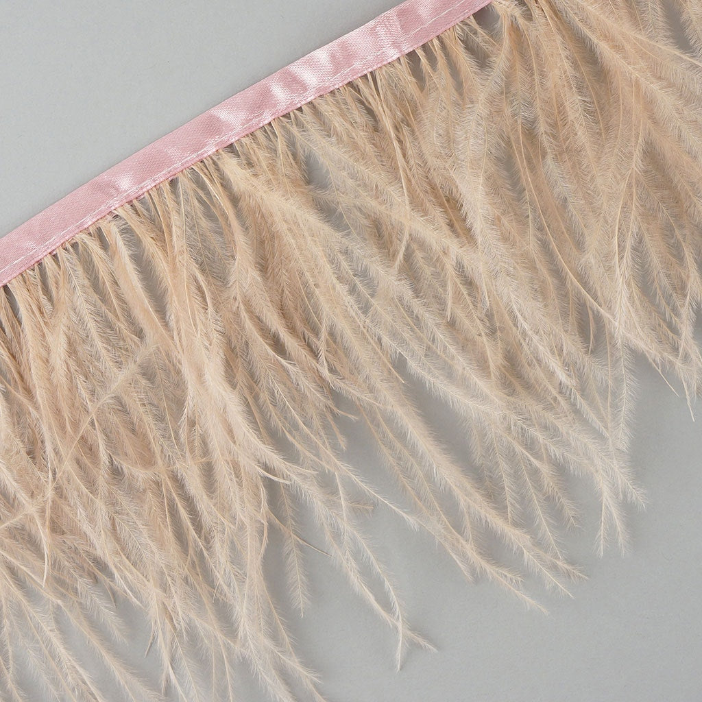 One-Ply Ostrich Feather Fringe - 1 Yard - Apricot Blush