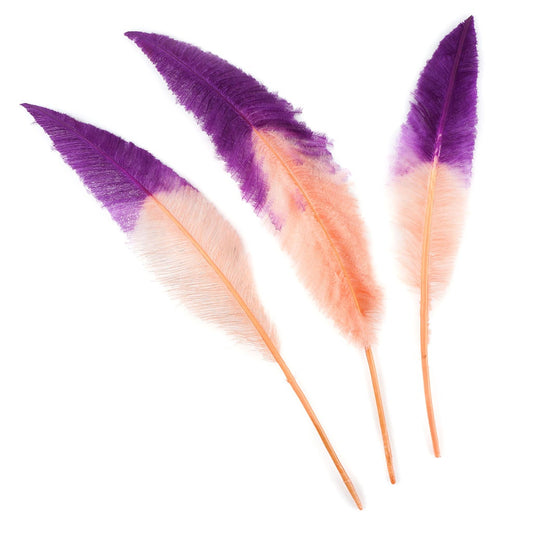 Ostrich Nandu Tipped Feathers Selected - Apricot Blush - Very Berry