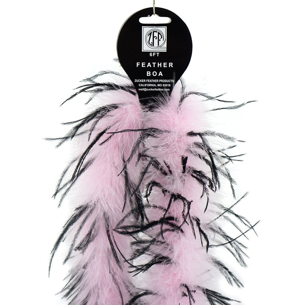 Marabou and Ostrich Feather Boa - Candy Pink/Black
