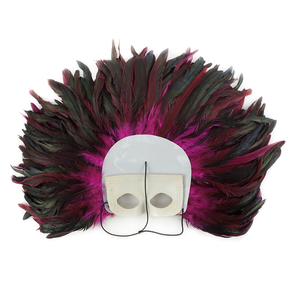 Feather Headdress Mask-Dyed - Shocking Pink