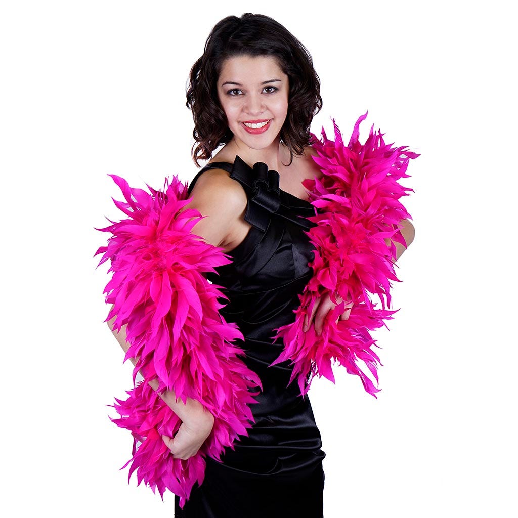 Goose Feather Boa - Stripped Nagoire  - Shocking Pink