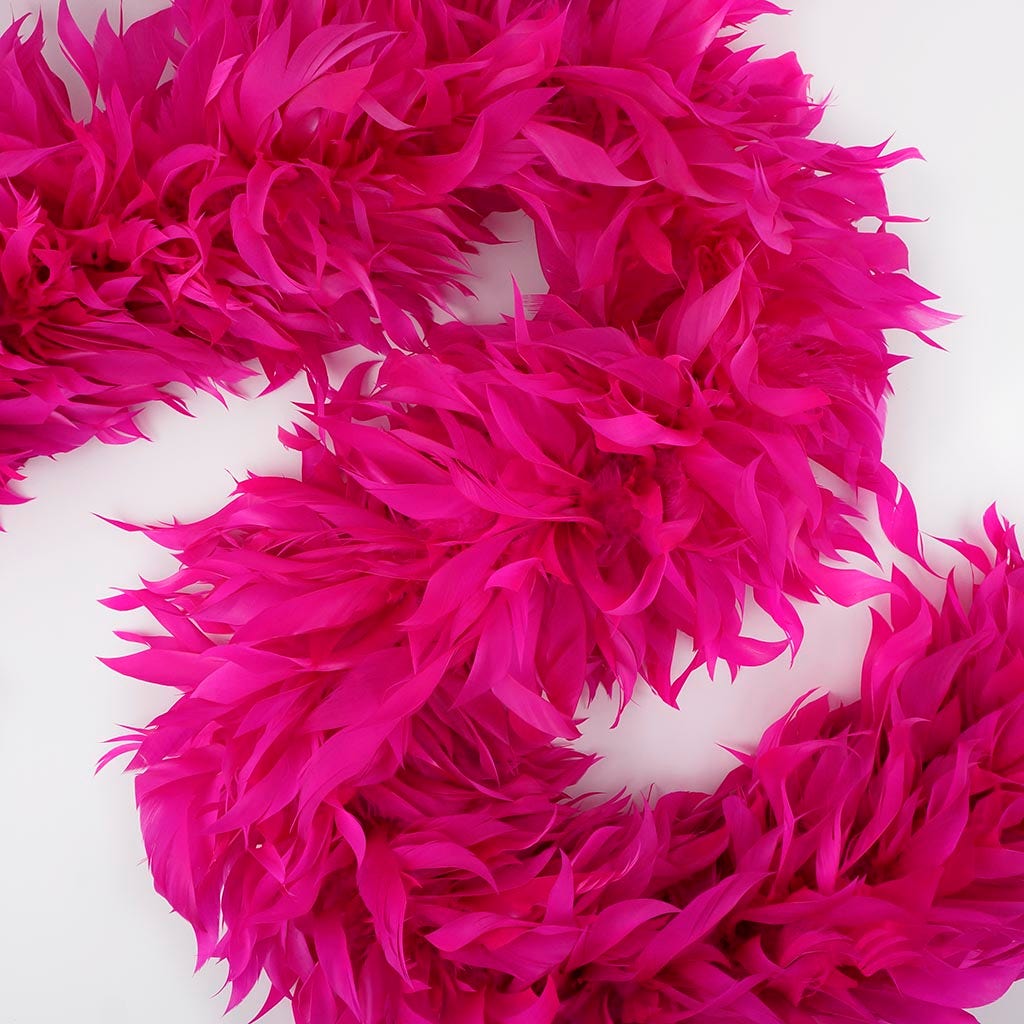 Goose Feather Boa - Stripped Nagoire  - Shocking Pink