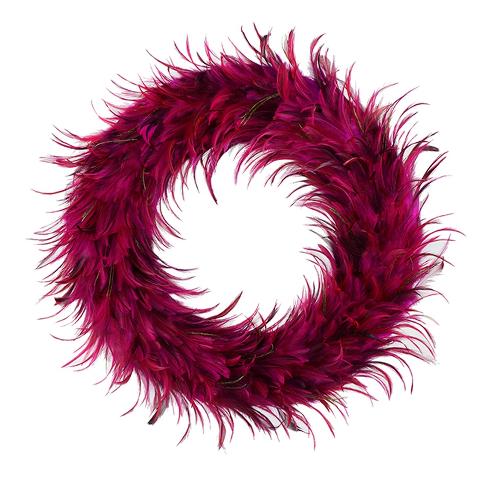 Hackle-Flue Feather Wreath - Shocking Pink